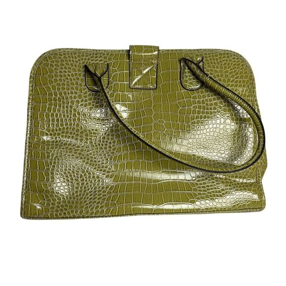 Treviso Green Faux Crocodile Embossed  Laptop Bag - Picture 4 of 15